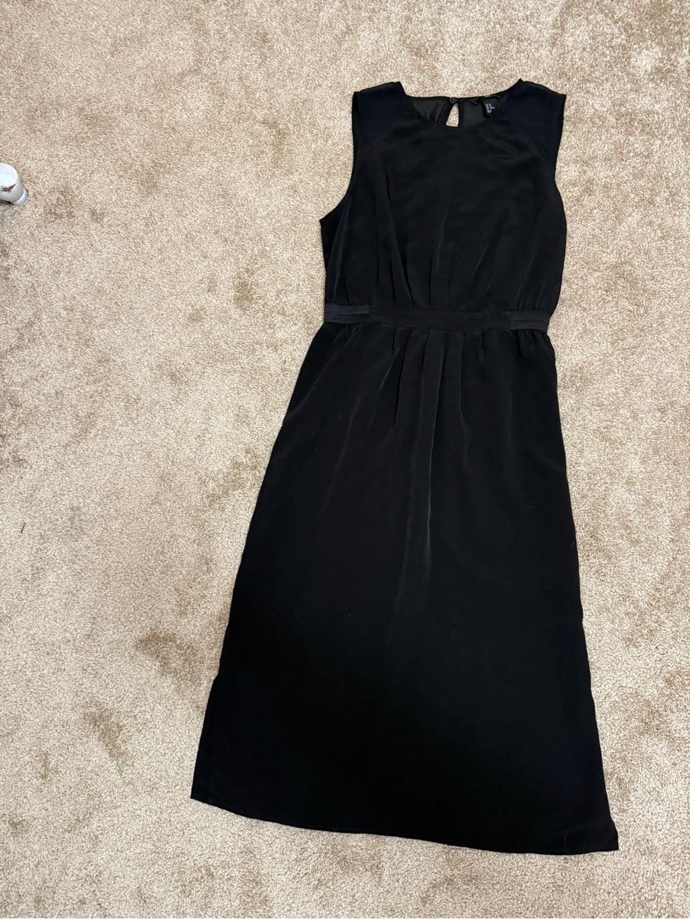 H&M Black Sleeveless Midi Dress with Waist Detail
